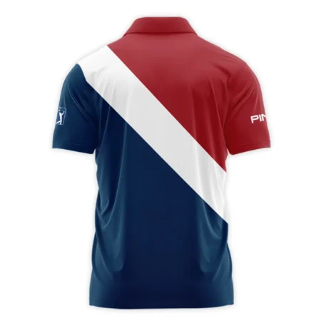 124th U.S. Open Pinehurst Ping Blue Red White Background Zipper Polo Shirt Style Classic
