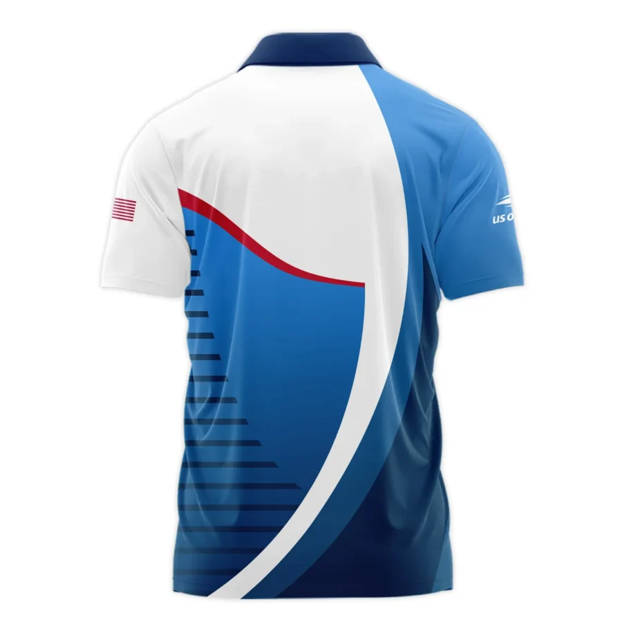 US Open Tennis Champions Adidas Dark Blue Red White Zipper Polo Shirt Style Classic Zipper Polo Shirt For Men