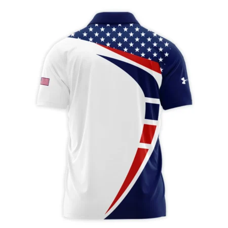 US Open Tennis Champions Blue Red Star White Under Armour Performance Zipper Polo Shirt