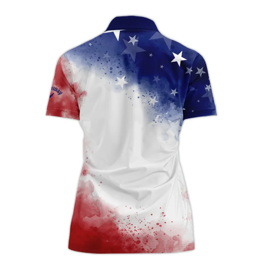 79th U.S. Women’s Open Lancaster Callaway Golf Blue Red Watercolor White Star Zipper Short Polo Shirt