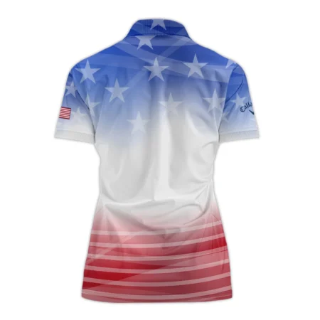 Star White Blue Red Background Callaway 79th U.S. Women’s Open Lancaster Short Polo Shirt