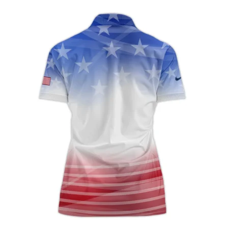 Star White Blue Red Background Nike 79th U.S. Women’s Open Lancaster Short Polo Shirt