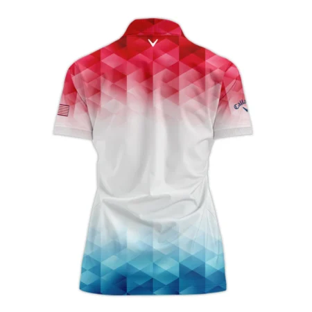 79th U.S. Women’s Open Lancaster Callaway Blue Red Abstract Zipper Short Polo Shirt