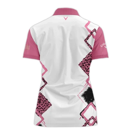 Callaway 79th U.S. Women’s Open Lancaster Pink Leopard Pattern White Short Polo Shirt