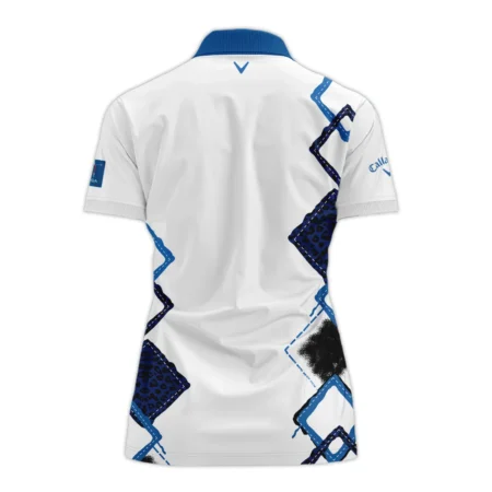 Callaway 2024 KPMG Women's PGA Championship Dark Blue Grunge Brush Pattern Background Zipper Short Polo Shirt