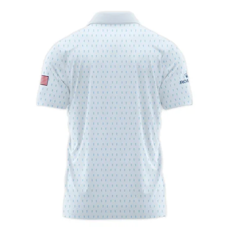 Golf Pattern Light Blue Cup 124th U.S. Open Pinehurst Rolex Zipper Polo Shirt Style Classic