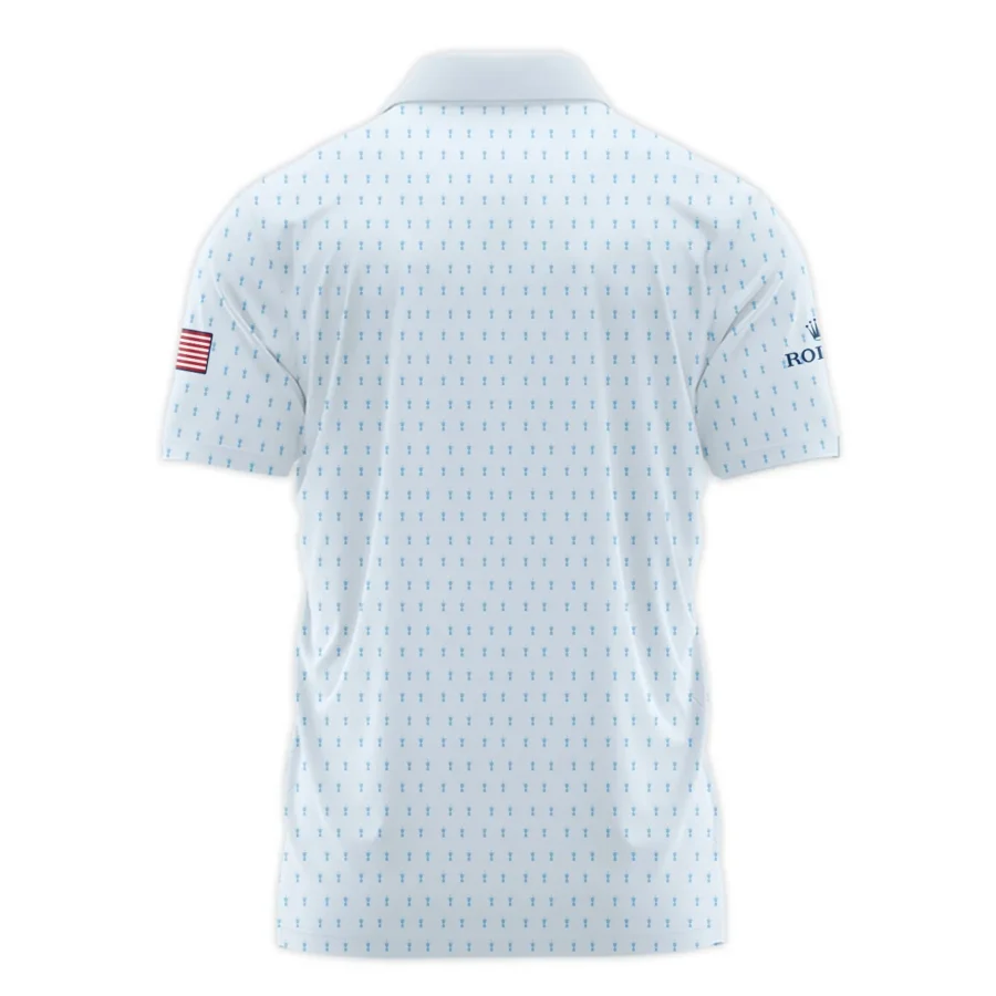 Golf Pattern Light Blue Cup 124th U.S. Open Pinehurst Rolex Zipper Polo Shirt Style Classic