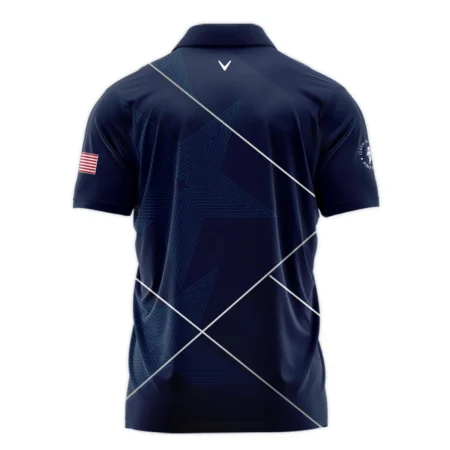 Golf Sport Pattern Blue Mix 124th U.S. Open Pinehurst Callaway Zipper Polo Shirt Style Classic