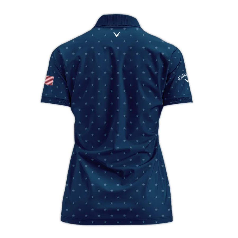 Golf Navy Blue Star American Callaway 79th U.S. Women’s Open Lancaster Zipper Short Polo Shirt