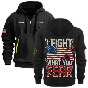 Personalized Name Color Navy I Fight What You Fear U.S. Navy Veteran Hoodie Half Zipper