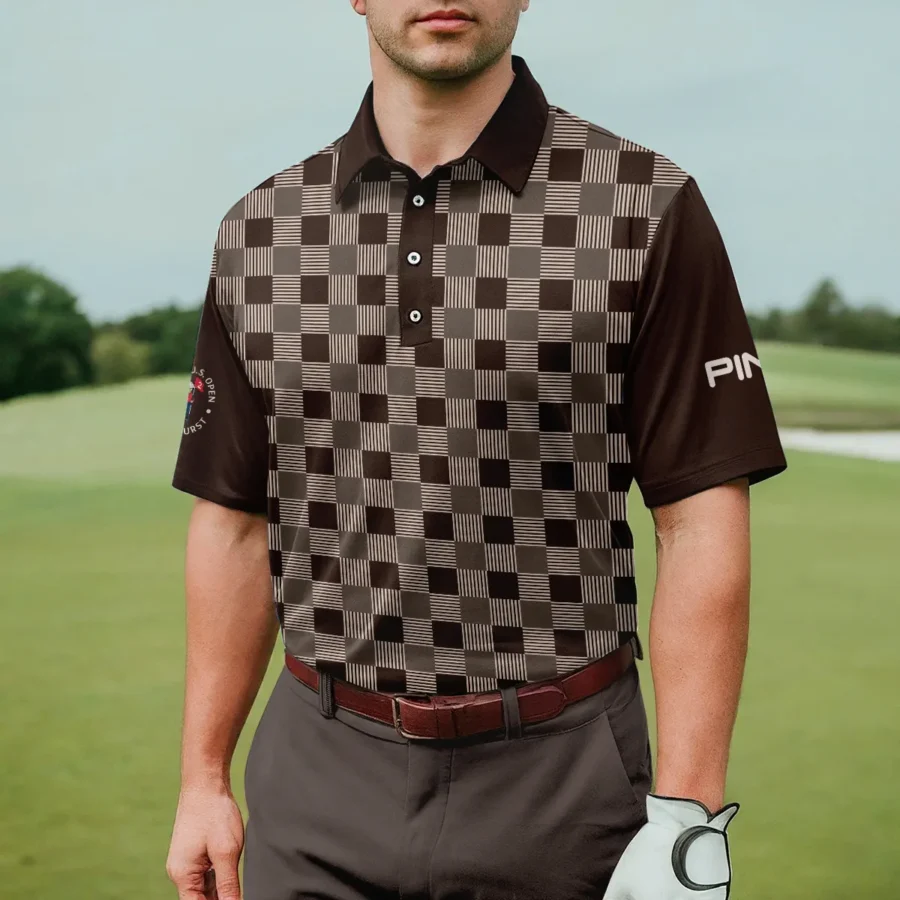 Golf Brown Square Pattern 124th U.S. Open Pinehurst Ping Polo Shirt Style Classic