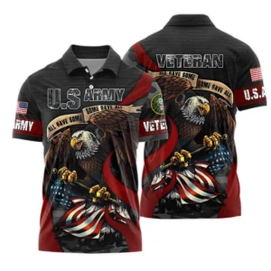 All Gave Some Some Gave All Veteran Eagle Flag U.S. Army Veterans All Over Prints Zipper Polo Shirt