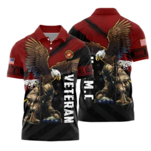 Veteran Eagle All Gave Some Some Gave All U.S. Marine Corps Veterans All Over Prints Zipper Polo Shirt