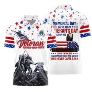 Veteran Memorial Day Remember Honor Respect U.S. Air Force Veterans All Over Prints Zipper Polo Shirt