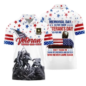 Veteran Memorial Day Remember Honor Respect U.S. Army Veterans All Over Prints Zipper Polo Shirt