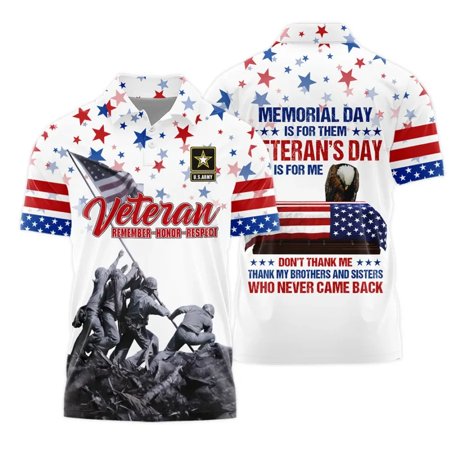 Veteran Memorial Day Remember Honor Respect U.S. Army Veterans All Over Prints Polo Shirt