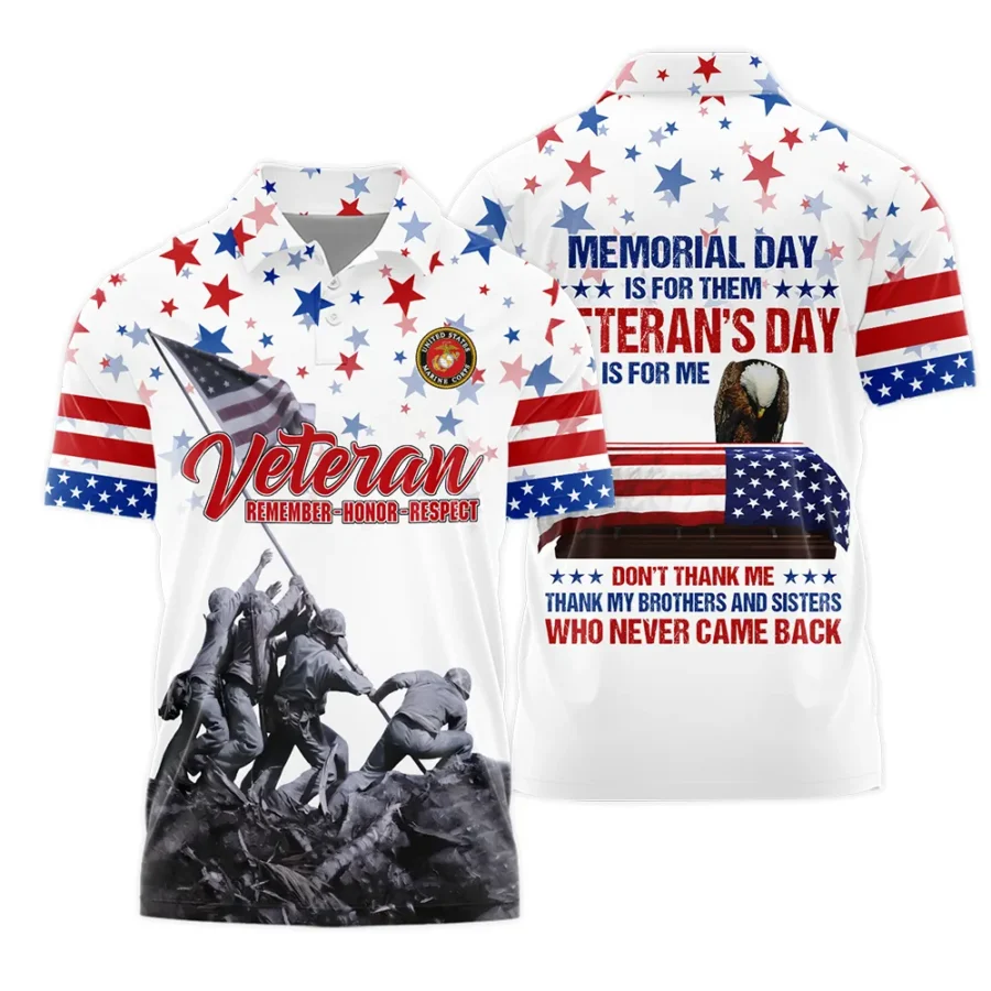 Veteran Memorial Day Remember Honor Respect U.S. Marine Corps Veterans All Over Prints Polo Shirt