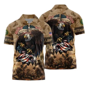 Veteran Camo Eagle All Gave Some Some Gave All U.S. Army Veterans All Over Prints Zipper Polo Shirt