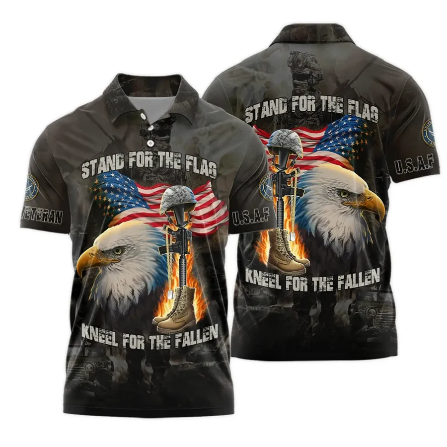 Veteran Stand For The Flag Kneel For The Fallen U.S. Air Force Veterans All Over Prints Polo Shirt