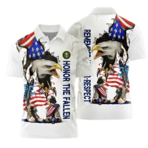 Veteran Remember Honor Respect U.S. Army Veterans All Over Prints Zipper Polo Shirt