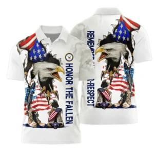 Veteran Remember Honor Respect U.S. Navy Veterans All Over Prints Zipper Polo Shirt