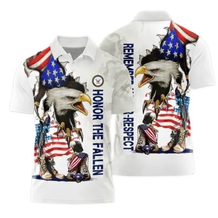 Veteran Remember Honor Respect U.S. Navy Veterans All Over Prints Long Polo Shirt