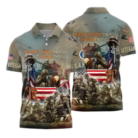 Veteran We Dont Know Them All But We Owe Them All U.S. Air Force Veterans All Over Prints Polo Shirt