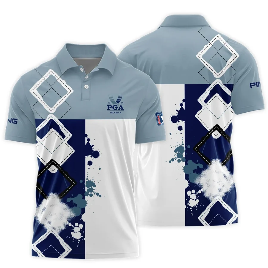 2024 PGA Championship Valhalla Ping Blue White Brush Line Polo Shirt Style Classic Polo Shirt For Men