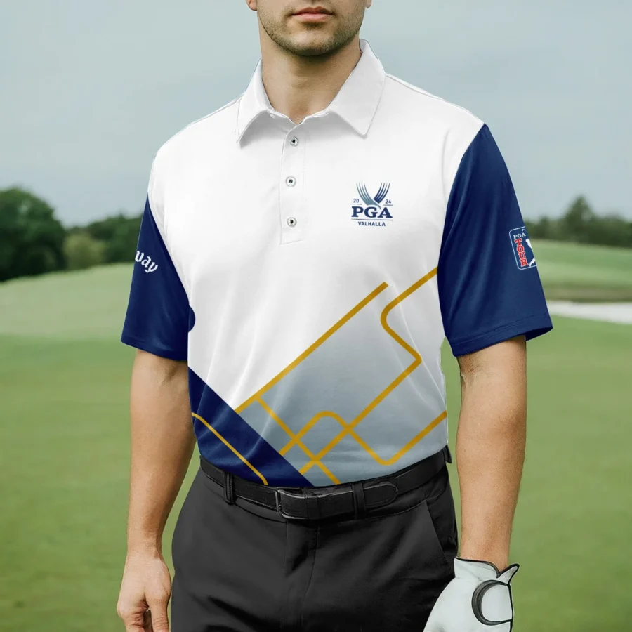 2024 PGA Championship Valhalla Blue White Yellow Line Callaway Polo Shirt Style Classic