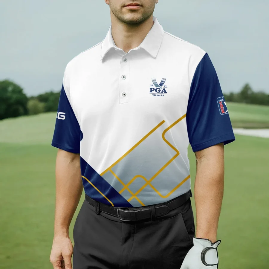 2024 PGA Championship Valhalla Blue White Yellow Line Ping Polo Shirt Style Classic