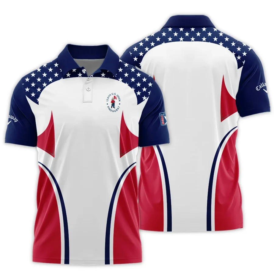 124th U.S. Open Pinehurst Callaway Stars White Dark Blue Red Line Polo Shirt Style Classic Polo Shirt For Men