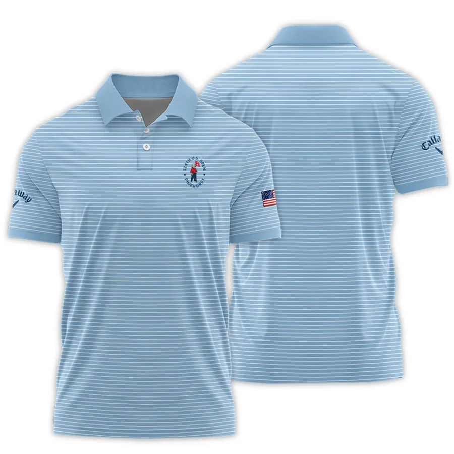 Blue White Line Pattern Callaway 124th U.S. Open Pinehurst Polo Shirt Style Classic