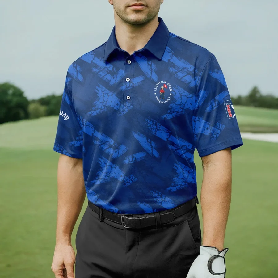 124th U.S. Open Pinehurst Callaway Dark Blue Brush Pattern Polo Shirt Style Classic