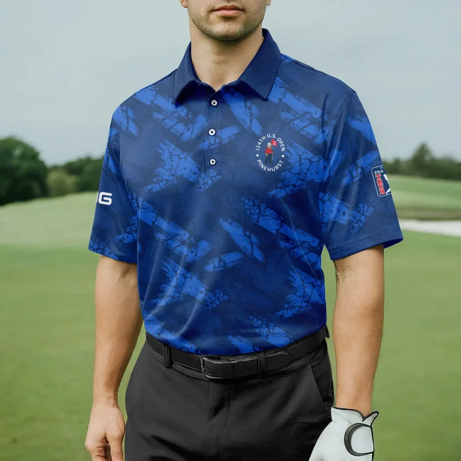 124th U.S. Open Pinehurst Ping Dark Blue Brush Pattern Polo Shirt Style Classic