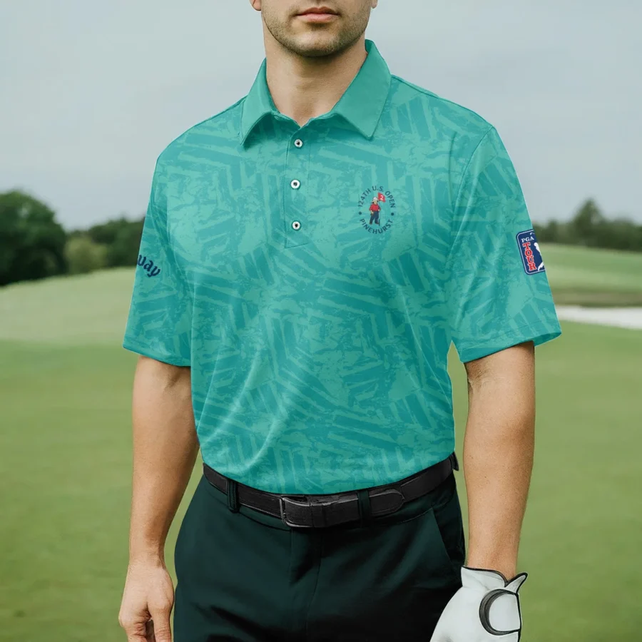 Moderate Cyan Abstract 124th U.S. Open Pinehurst Callaway Polo Shirt Style Classic