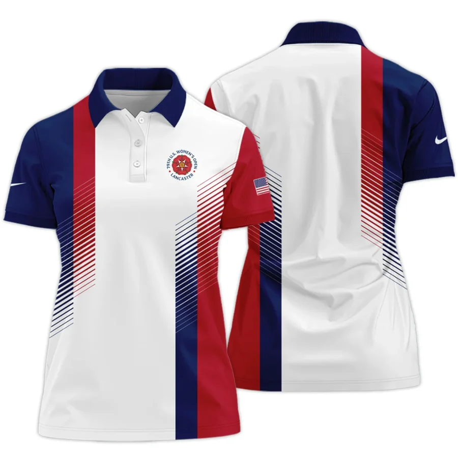 Nike 79th U.S. Women’s Open Lancaster Blue Red Abstract Short Polo Shirt