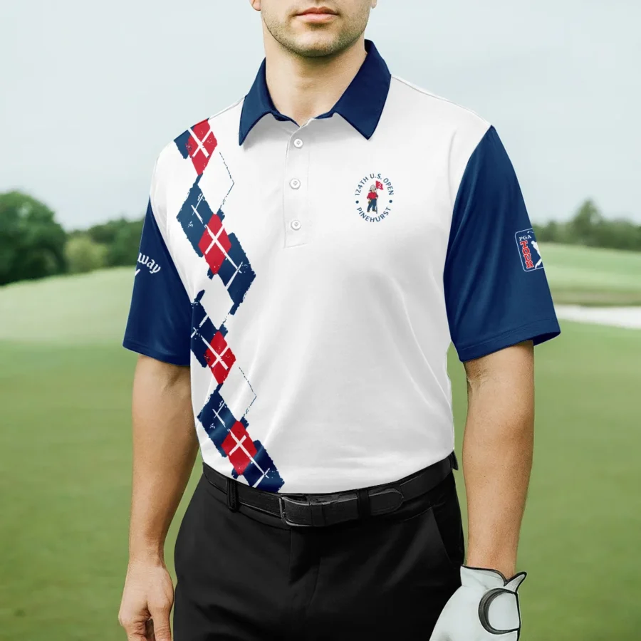 Golf Sport Pattern Blue Mix Color 124th U.S. Open Pinehurst Callaway Polo Shirt Style Classic