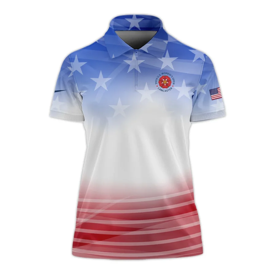 Star White Blue Red Background Nike 79th U.S. Women’s Open Lancaster Zipper Short Polo Shirt