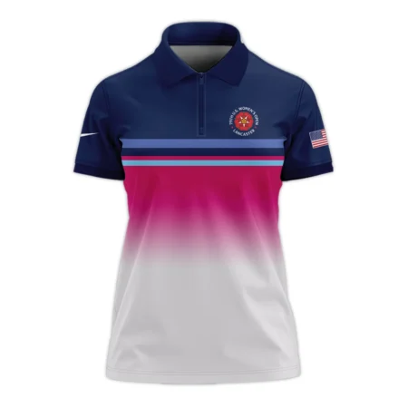 Dark Blue Pink White Line Nike 79th U.S. Women’s Open Lancaster Zipper Sleeveless Polo Shirt