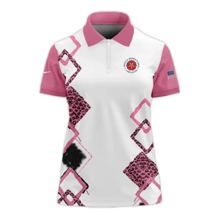 Nike 79th U.S. Women’s Open Lancaster Pink Leopard Pattern White Zipper Short Polo Shirt