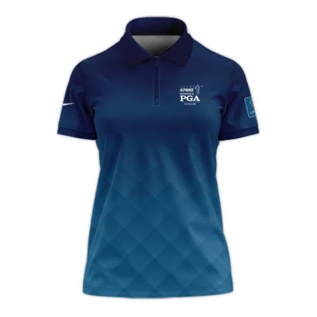 Nike 2024 KPMG Women's PGA Championship Blue Diamond Abstract Zipper Short Polo Shirt