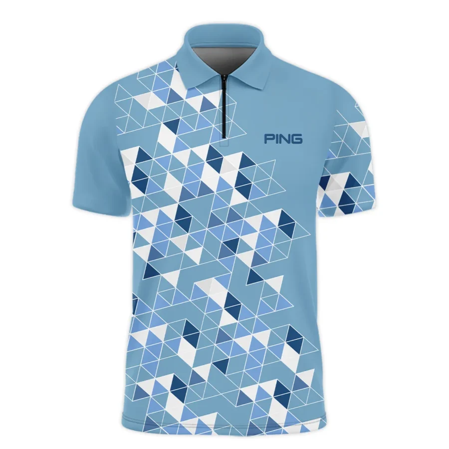 Golf Blue Geometric Mosaic Pattern 2024 PGA Championship Valhalla Ping Zipper Polo Shirt Style Classic