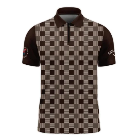 Golf Brown Square Pattern 124th U.S. Open Pinehurst Callaway Zipper Polo Shirt Style Classic