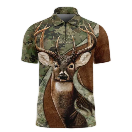 Deer Hunting Camo Realtree All Over Prints Mandarin collar Quater-Zip Long Sleeve