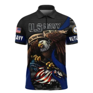 All Gave Some Some Gave All Veteran Eagle Flag U.S. Navy Veterans All Over Prints Long Polo Shirt