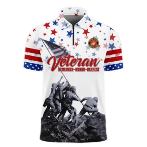 Veteran Memorial Day Remember Honor Respect U.S. Marine Corps Veterans All Over Prints Polo Shirt