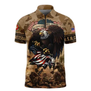 Veteran Camo Eagle All Gave Some Some Gave All U.S. Marine Corps Veterans All Over Prints Long Polo Shirt