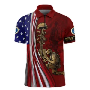 Veteran Us Flag Honor The Fallen U.S. Air Force Veterans All Over Prints Long Polo Shirt