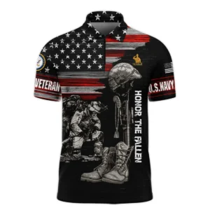 Veteran Honor The Fallen U.S. Navy Veterans All Over Prints Long Polo Shirt