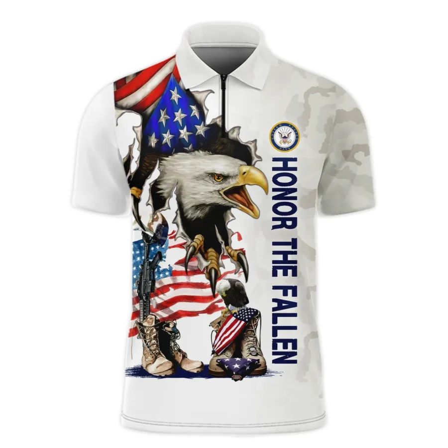 Veteran Remember Honor Respect U.S. Navy Veterans All Over Prints Zipper Polo Shirt